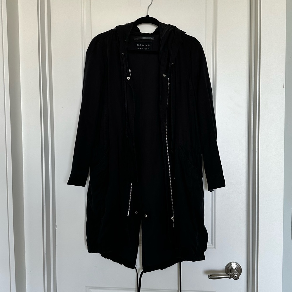 All Saints Black Long Coat